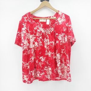 Alfred Dunner Women's Floral Top With Bead Detail Size 2X